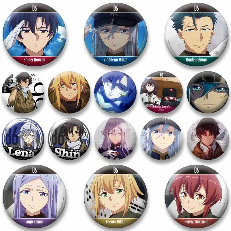 Anime 86 Eighty Six Button Brooches Shinei Nouzen Vladilena Anju Emma Cartoon Badge Lapel Pins Bag Hat Accessories Souvenir Gift