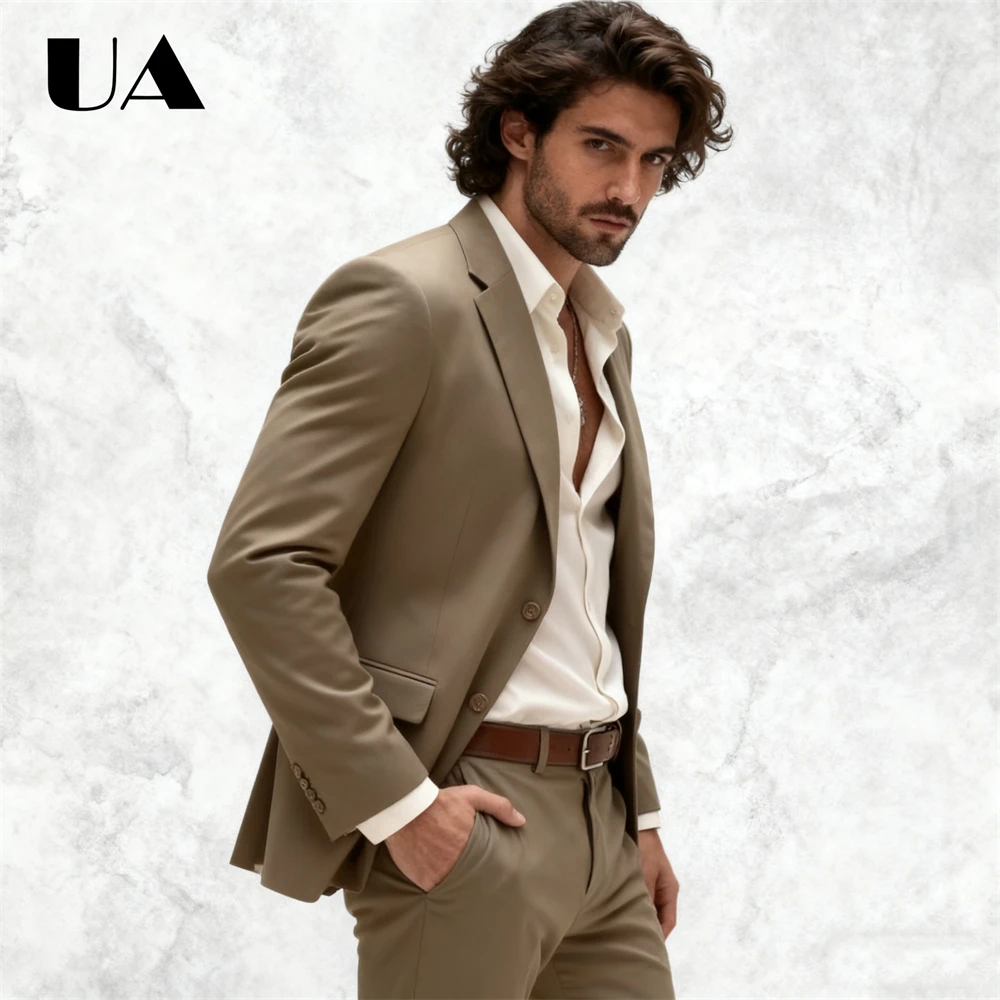 طقم بدلة ذكي كاجوال مكون من قطعتين للرجال، بدلات رحلة عمل (سراويل سترة) بدلة رسمية للرجال مناسبة للعشاء والمواعدة #2