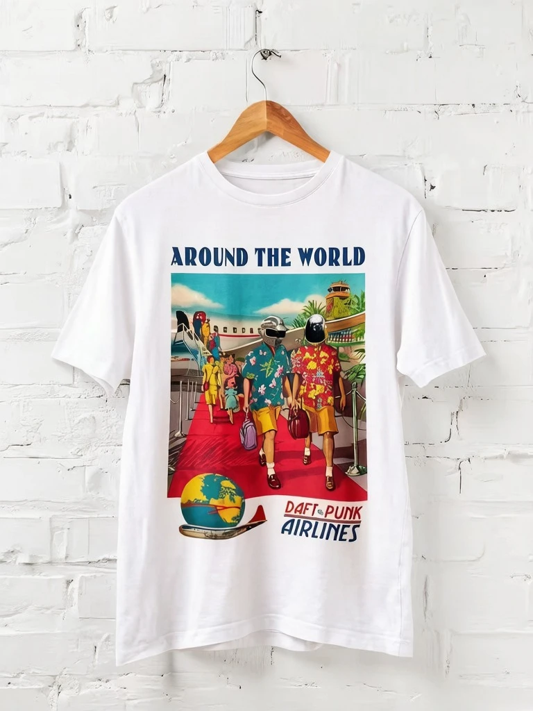 2026 New Model Daft Punk Band - Around The World Sand All Size Men's Shirt Men's T-shirts Y2k Clothes Man Y2k Clothes Man