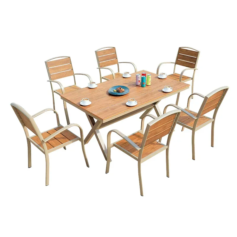 

Outdoor tables and chairs Nordic courtyard outdoor villa garden plastic wood balcony casual restaurant tea room table and chair