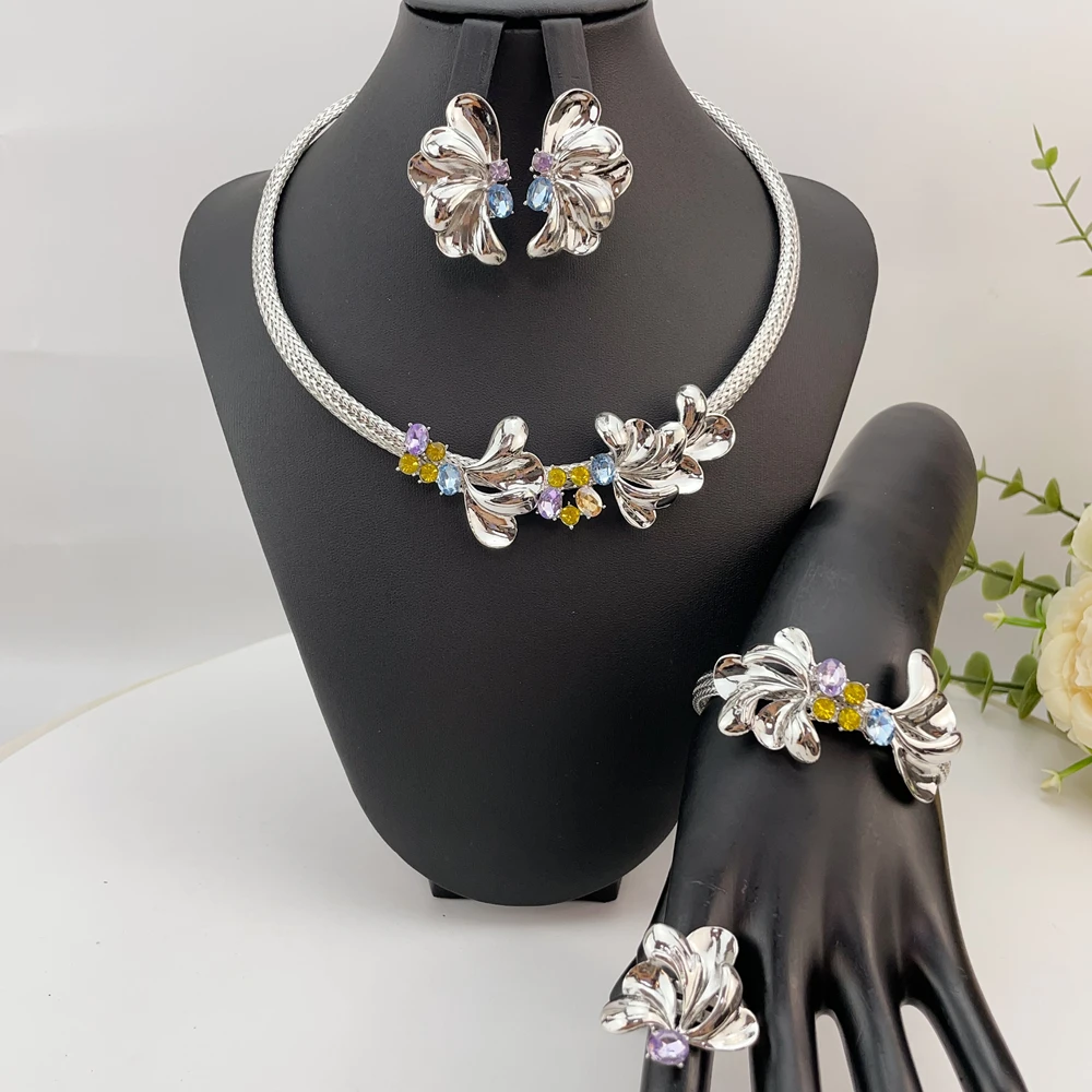 Brazilian Simple Style Big Bold Necklace Luxury Quality African Bride Jewelry Set For Women Party Gifts FHK23076