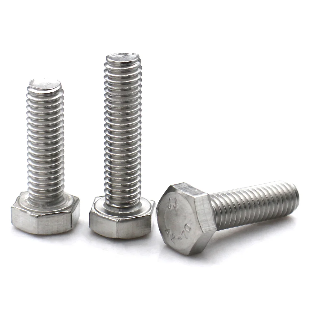 M2 M3 M4 M5 M6 M8 M10 304 Stainless Steel Hex Head Bolts Full Thread Hex Bolts Long Screws