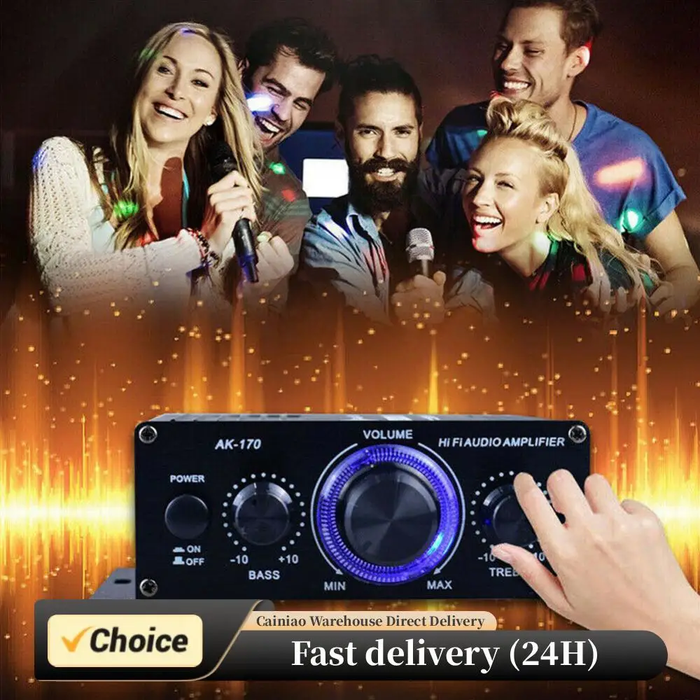 

Ak170 Hi-Fi высококачественный стереоусилитель (20 Вт + 20 Вт) мини-усилитель мощности с дистанционным управлением с низким искажением для домашнего/автомобильного использования