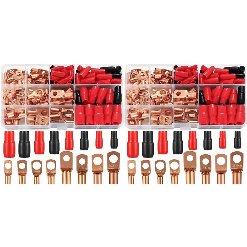 ABGG-Tube Cable Lug Set, 240 Pieces Pipe Cable Lugs Set, Bolt Hole Tinned Copper Terminals, Crimp Connector, Cable Lug Set