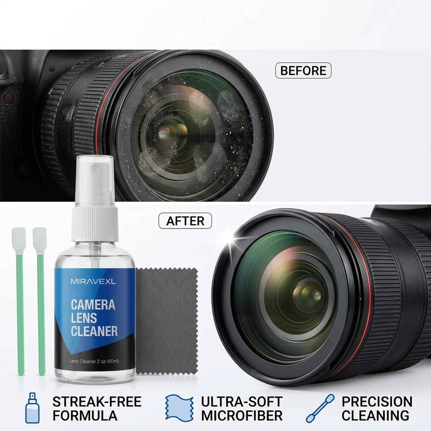 Professional Camera Lens Cleaning Kit Microfiber Cloth Sensor Swabs Spray Dropper Bottle For DSLR Glasses VR Optics Mac Monitors