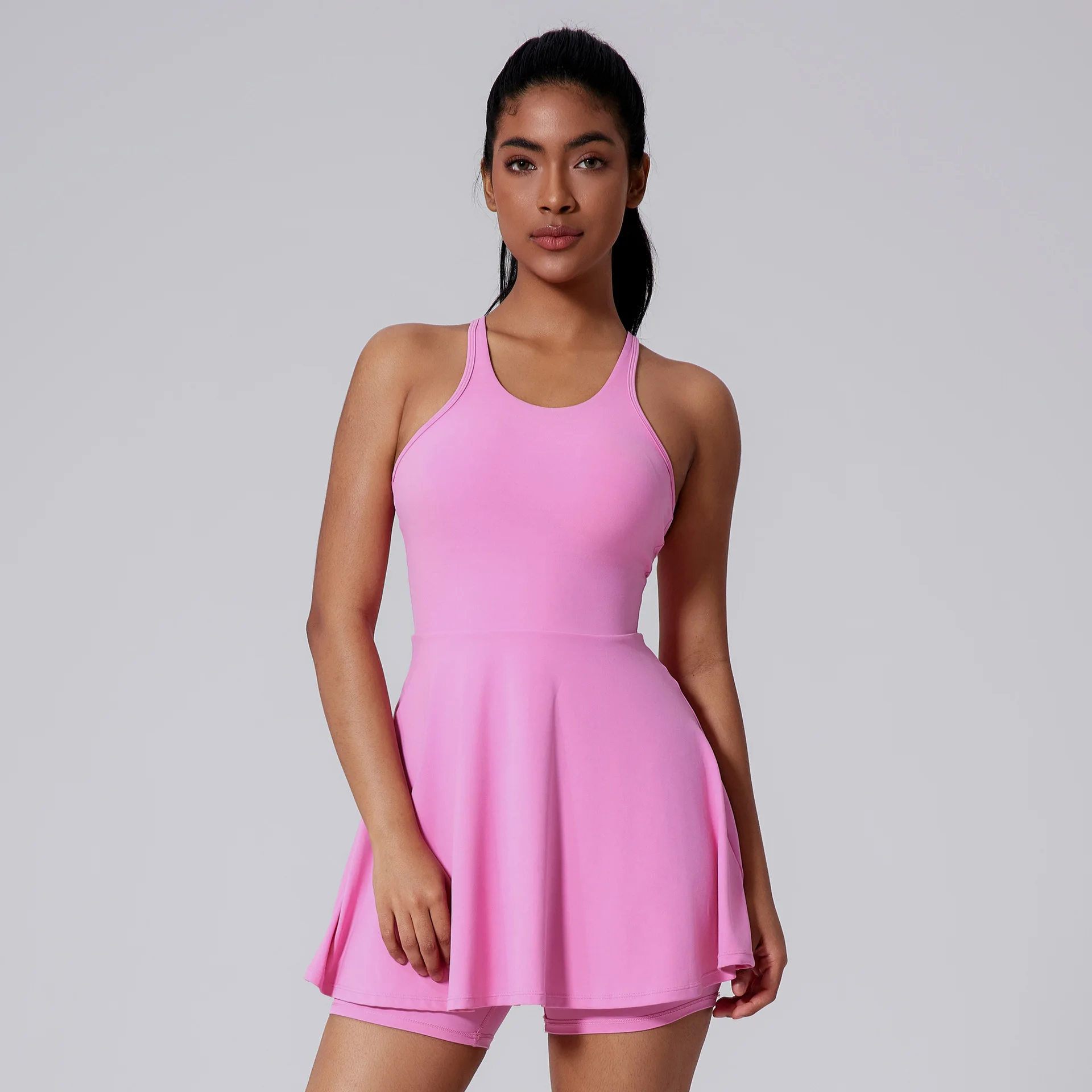 Sexy Sleeveless Backless Mini Dress with Shorts Women One Piece Sportswear Gym Set Elastic Tennis Sport Dress Fitness Clothes - AliExpress 200000345 Sexy Sleeveless Backless Mini Dress with Shorts Women One Piece Sportswear Gym Set Elastic Tennis Sport Dress Fitness Clothes - AliExpress 200000345