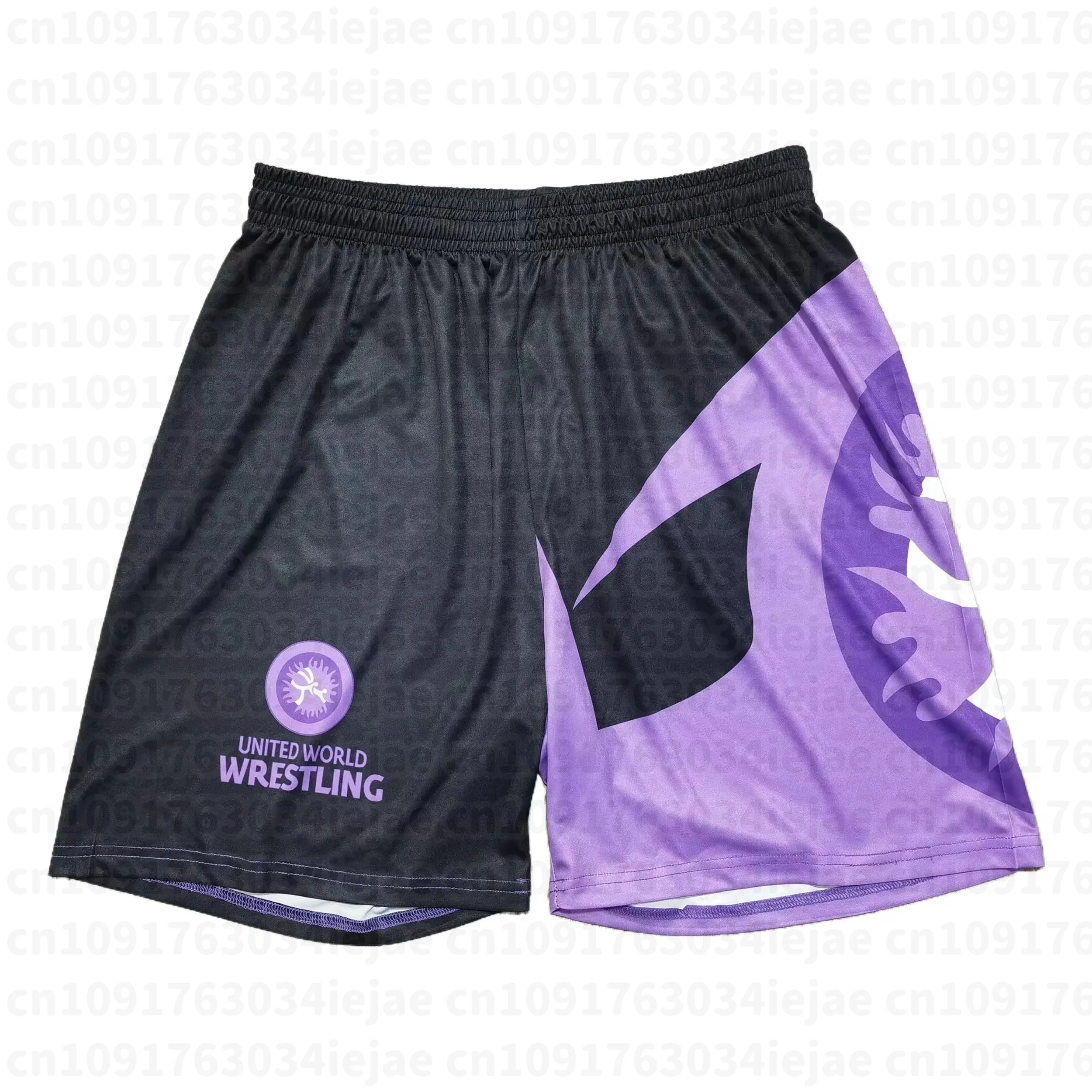 United World Wrestling Herren Kinder Kampfshorts Schnelltrocknend Atmungsaktiv Schwarz-Weiß Farbverlauf Druck Sportliche Trainingsshorts MMA Boxen – Detail 4