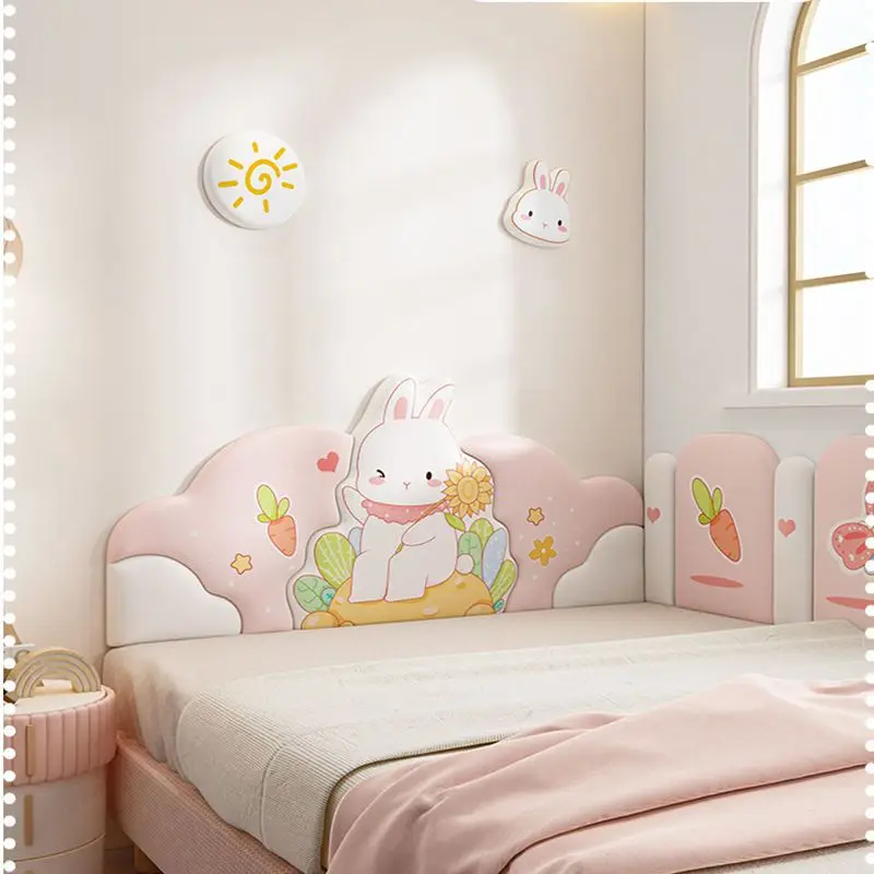 Schöne rosa Kaninchen Cartoon Bett Kopfteil Kopfteil Aufkleber Antik ollision Wand paneele Cabecero Cama Tete de Lit