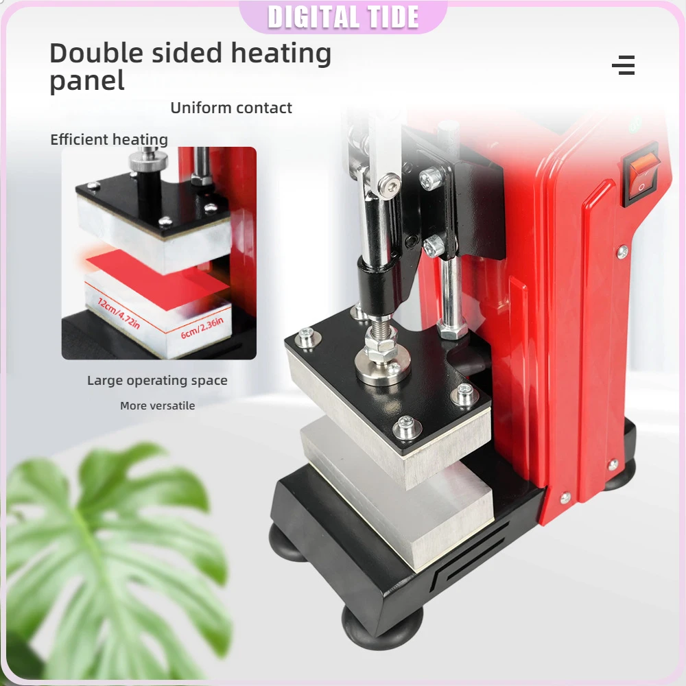 1 Ton Heat Press Machine 6*12cm 2.4*4.7inch Manual Rosin Press Easy Operate Portable Dual Heating Plates Oil Extractor CH2034