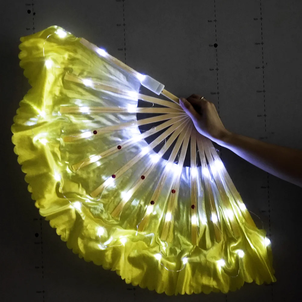 Luminoso LED Fan Veil Silk Short Fan Belly Dance Performance puntelli Bar KTV Stage Supplies accessori per danza del ventre