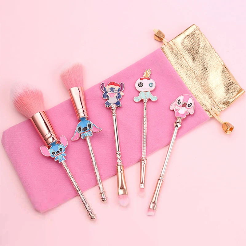 5 Pcs/set Stitch Makeup Brushes Set Girl Gifts Brush Foundation Concealer Beauty Make Powder Eye Shadow Eyebrow Lip Makeup Brush