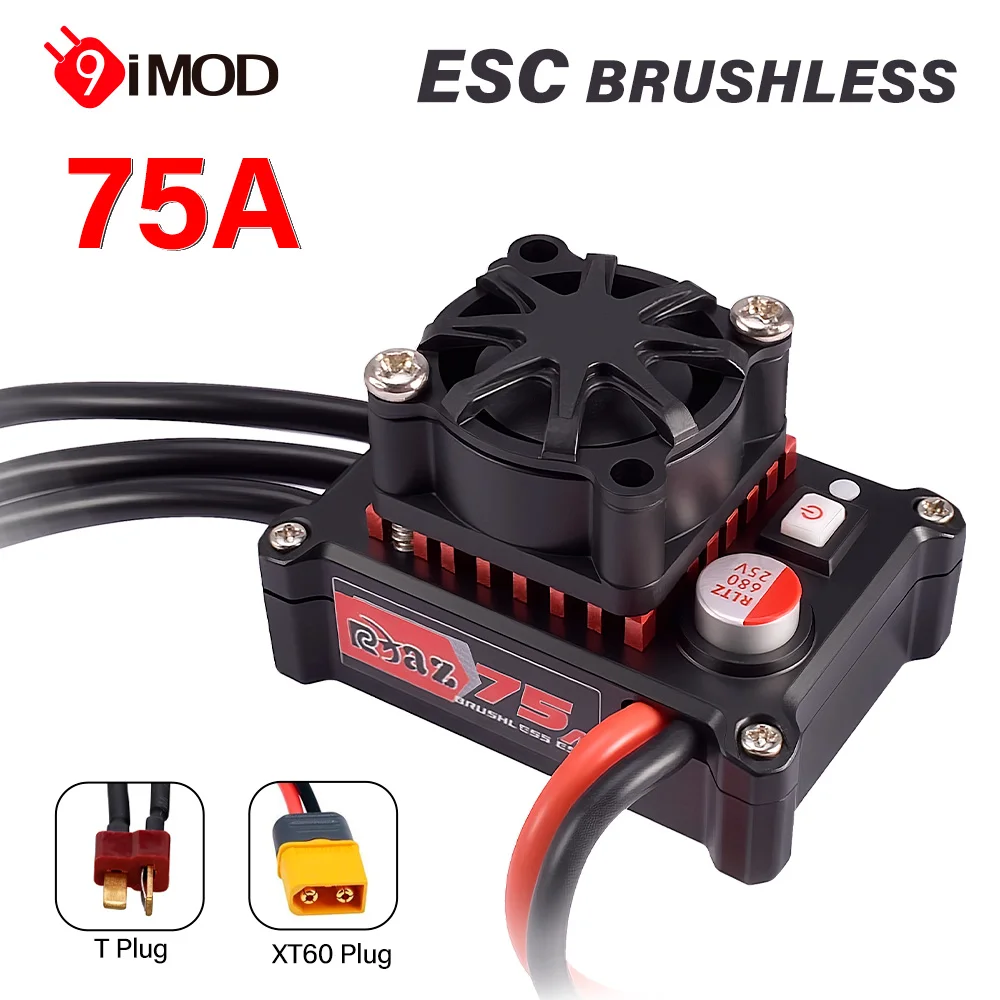 

9IMOD 75A Brushless ESC 2-3S 6V/2A For 540/3650/3660/3674 Motor For 1/8 1/10 RC Car arrma Traxxas Hsp Tamiya Axial scx10 D90 Hpi