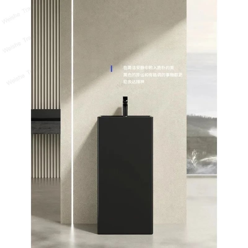 

Square black column basin hotel bathroom floor-to-ceiling balcony column washbasin