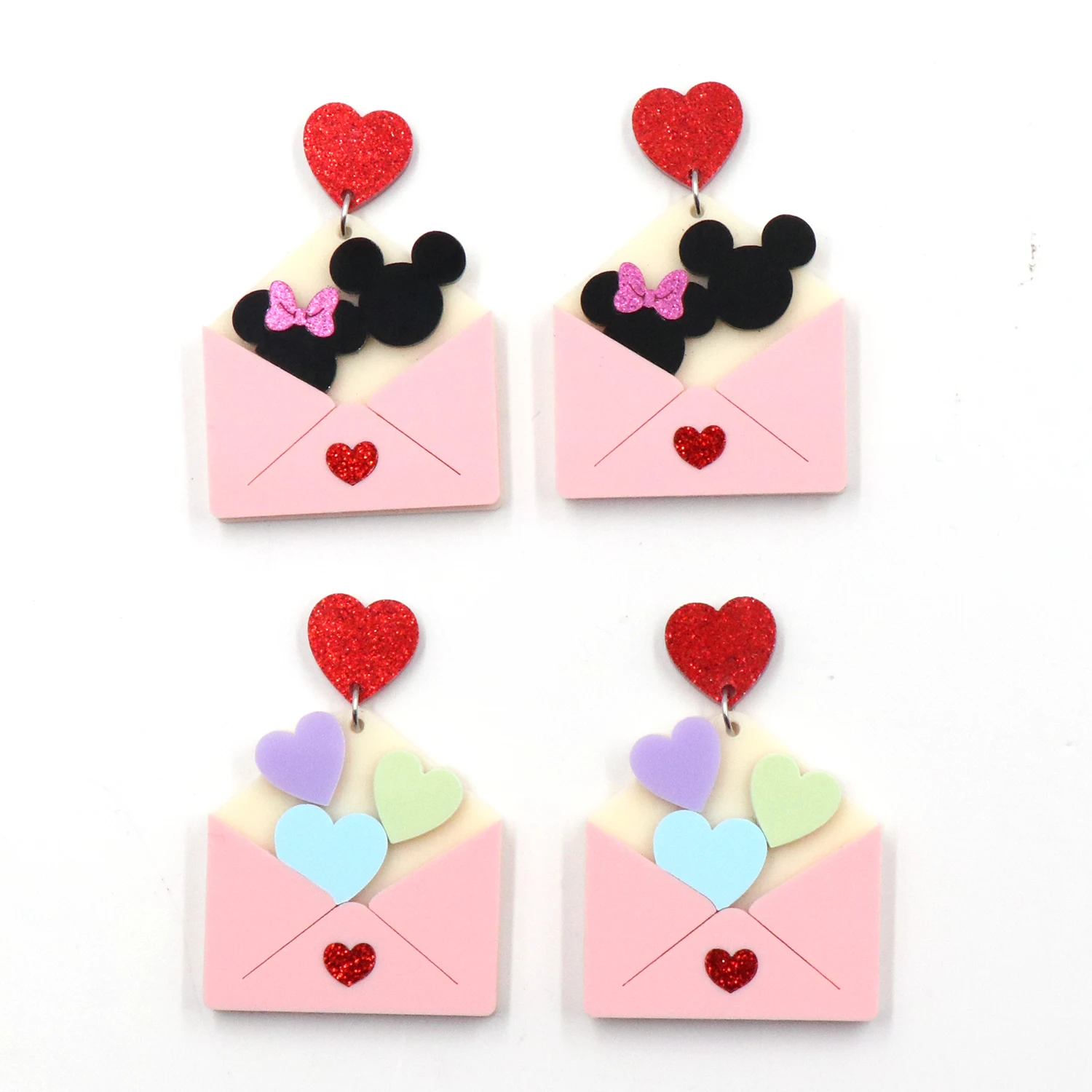 1pair Top fashion CN Drop envelope with mouse head heart TRENDY Valentine's Day Acrylic earrings Jewelry for women