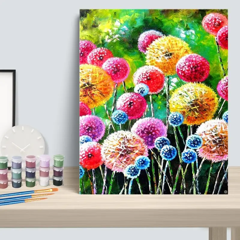 

CHENISTORY DIY Pictures By Number Colorful Dandelion Kits Drawing On Canvas Painting By Numbers Hand Painted Paintings Home Deco