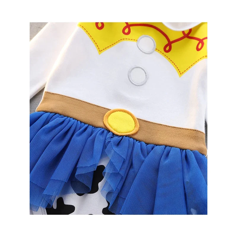 Princesa Jessie, vestido de princesa para niñas pequeñas, mono, mameluco, disfraz de cumpleaños de Halloween con diadema, talla 0-18 meses