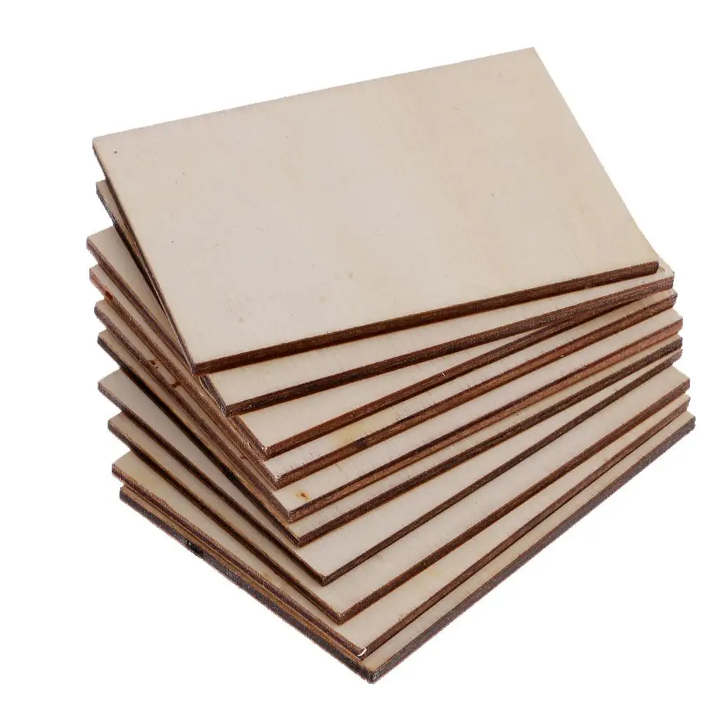 DIY Wood Block Natural Rectangular Wood Sign Blank Building Blocks for Home Decoration and Creative Crafts