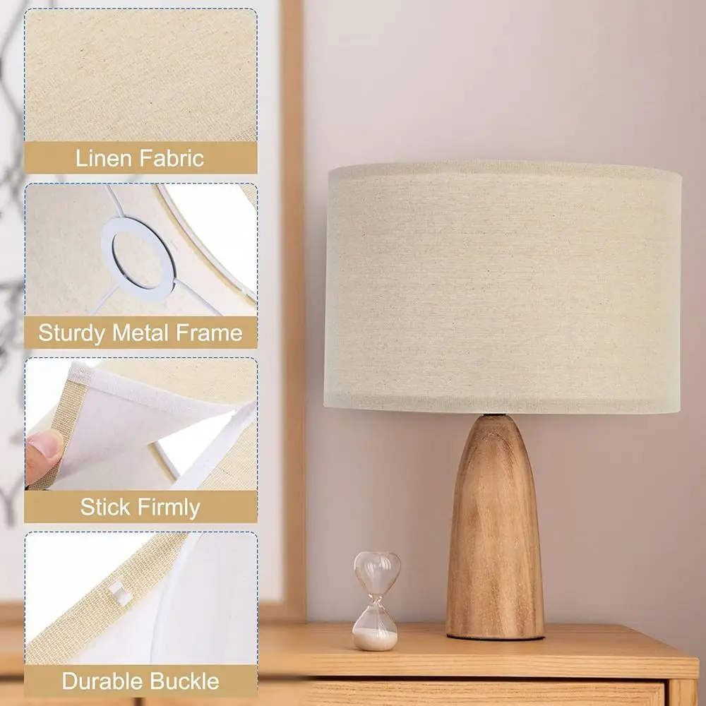 Linen Small Lamp Shades Neutral Tone Minimalist Lamp Shade Adapter Beige Color Drum Lamp Shades Lighting Accessories