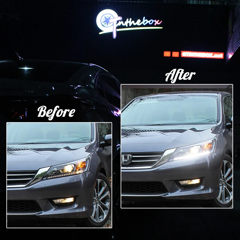 Switchback White & Amber LED Illuminating Headlight Strips Retrofit Kit  For 2013-2015 Honda Accord sedan DRL Turn Signal Light