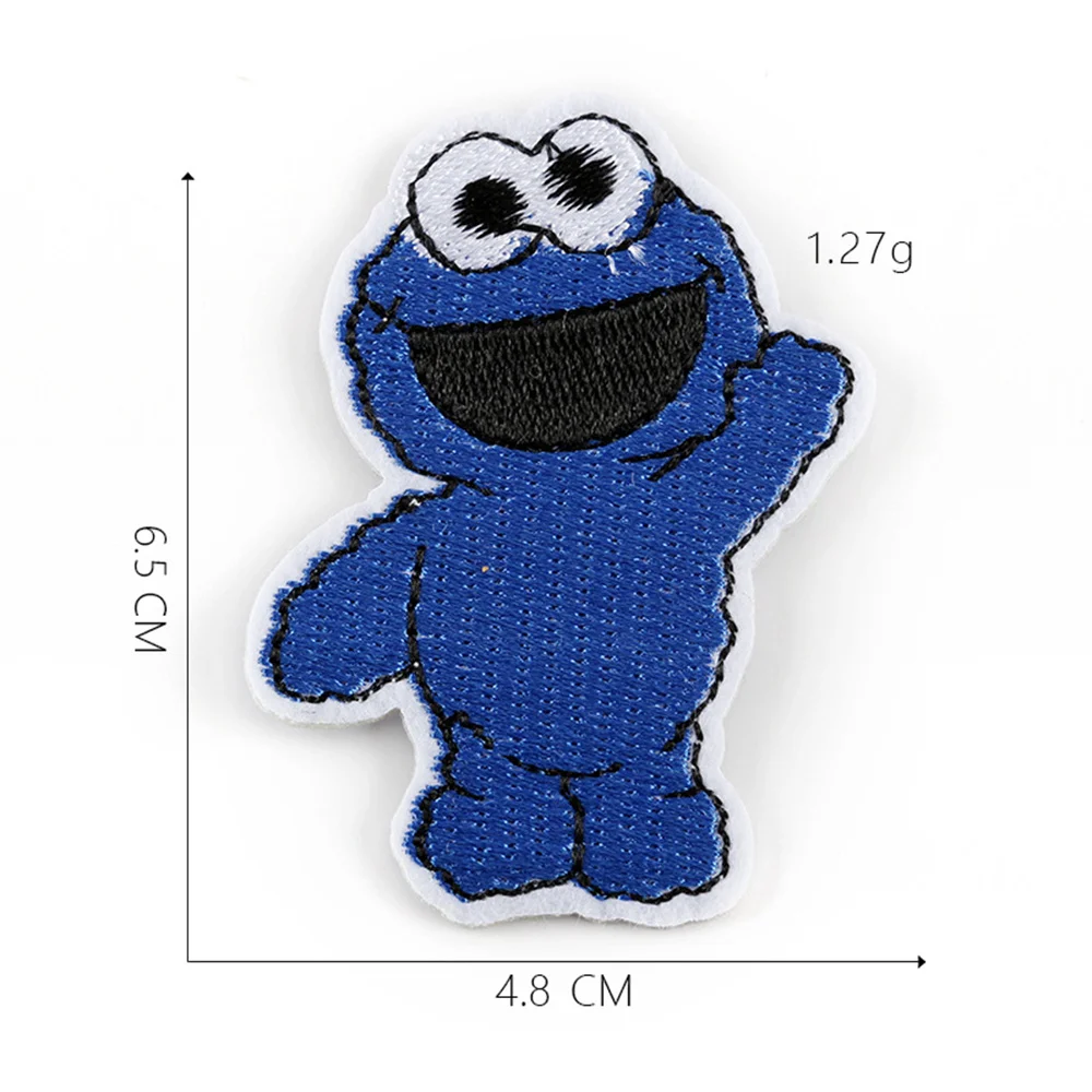 New Anime Sesame Street Patches COOKIE MONSTER ELMO BIG BIRD Cartoon Iron On Patches Cheap Embroidered Patches For Kids Clothes