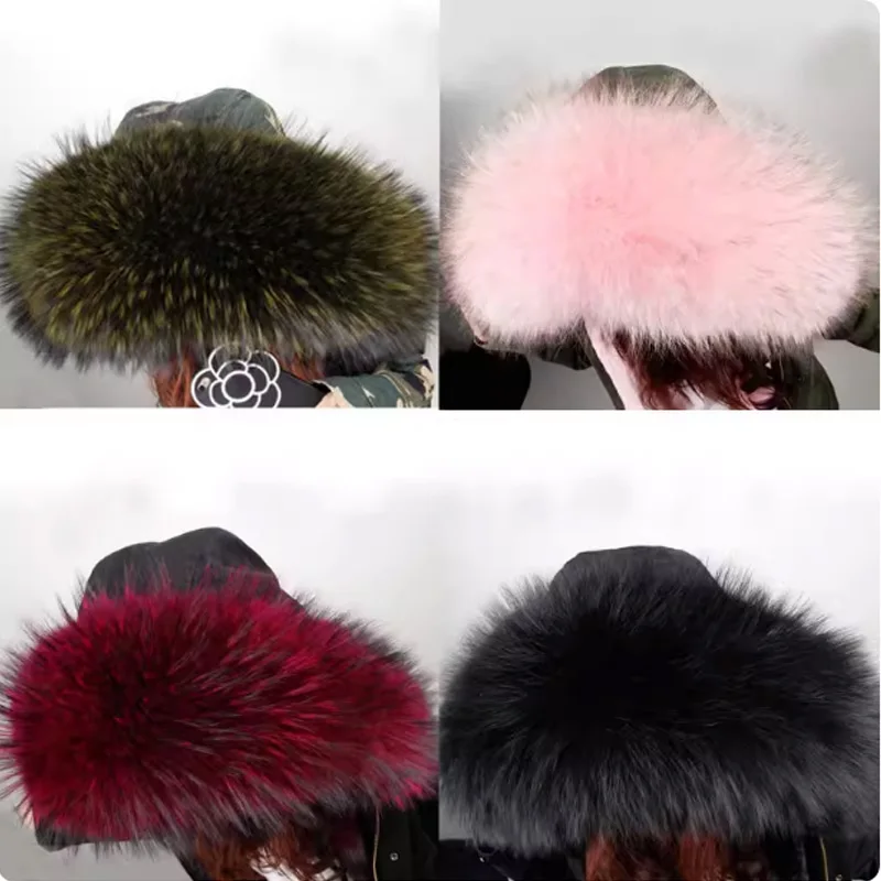 

2026 MAOMAOKONG Large hooded furs 100% real raccoon color fur collar top quality