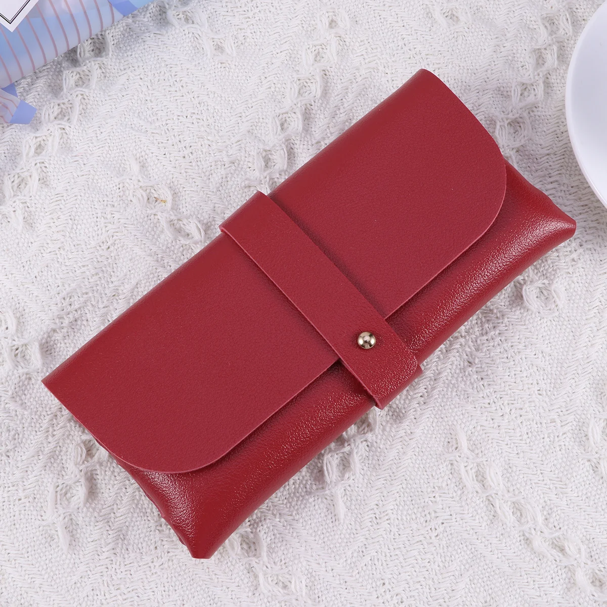 

Glasses Case Red Pvc Buckle Clamshell Design Large Capacity Eyewear Storage Compact Pocket Multi-Use Cash Key