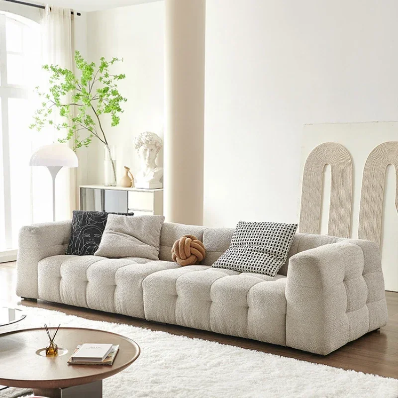 Cream style minimalist lamb fleece fabric sofa small living room vintage Nordic sofa