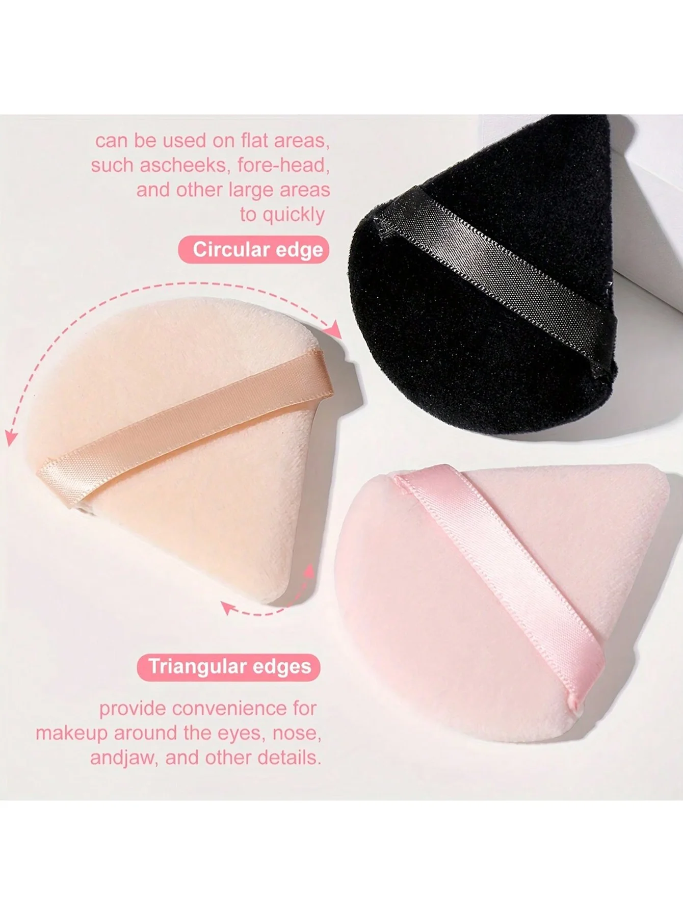 1Pcs/3Pcs Triangular Powder Puff Setting Powder Makeup Sponge Fan-Shaped Powder Compact Finger Cushion Puff
