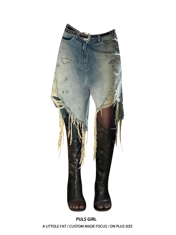 

High Waist Wide Leg Denim Shorts Women's Summer Casual Washed Ripped Frayed Jeans Loose Fit Comfortable plus Size Trousers