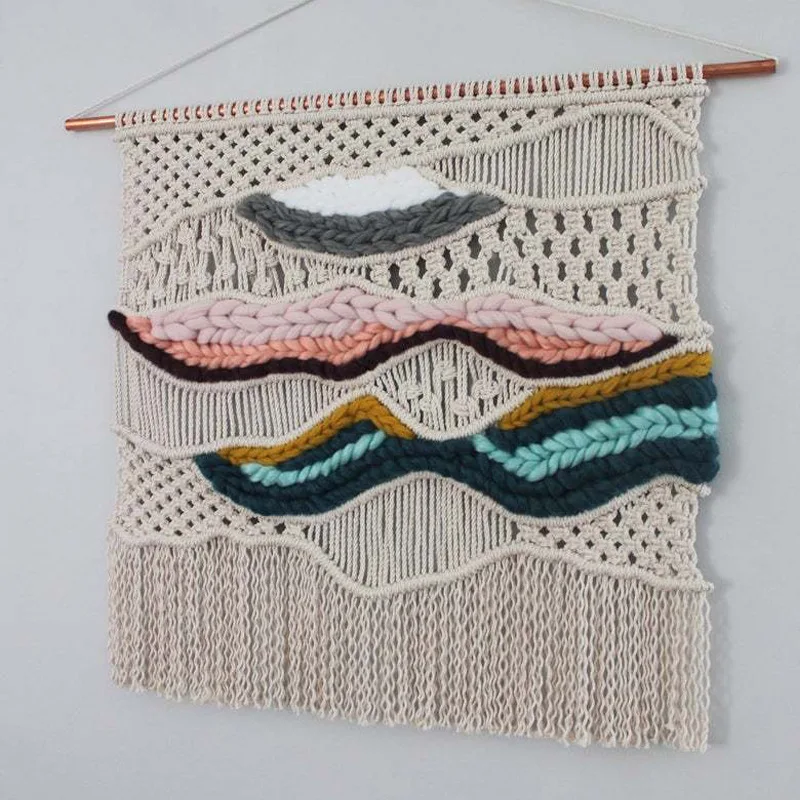Hand-woven tapestries Nordic famous hotel wall restaurant clothing store milk tea shop decoration light luxury wall decoration