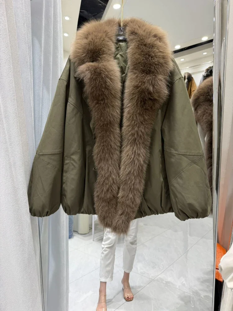 Coat with Natural Fur Luxury Parka Woman with Real Fox Fur Zipper Closure Winter Down Jacket Women Cold Weather for Daily Wear