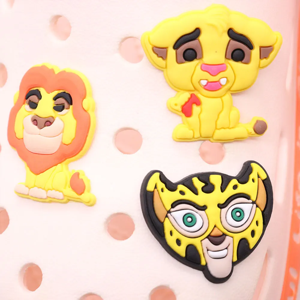 Hot Sales 1-7Pcs Lion King Animals Elephant PVC Cute Shoe Button Charms Cartoon Slippers Designer Accessories