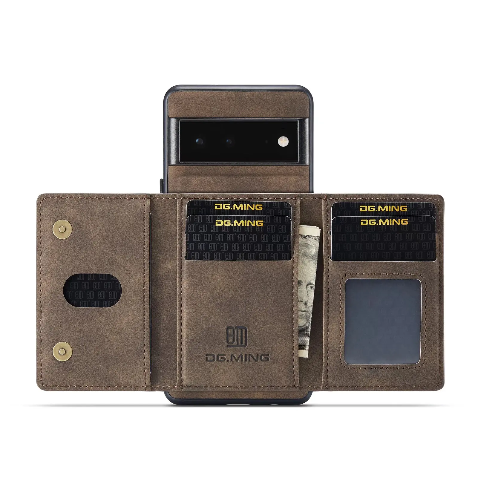 Etui portefeuille en cuir marron pour Google PIXEL 7 avec verre trempé Etui portefeuille en cuir marron pour Google PIXEL 7 avec verre trempé