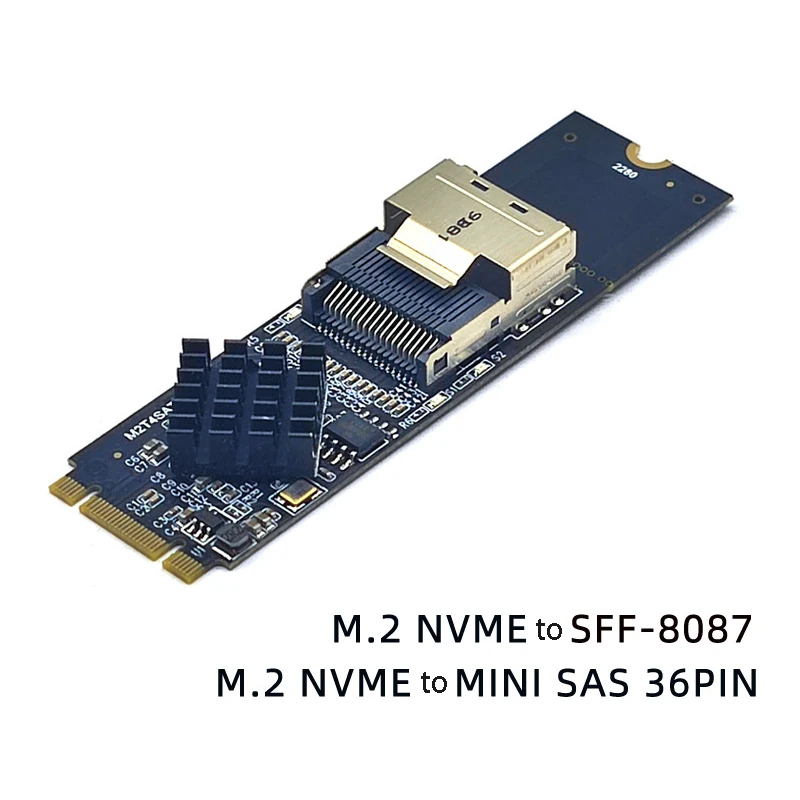 M.2 NVME to Mini SAS SFF-8087Extend Card 4 Ports SATA3.0 HDD SSD Convert Adapter SATA Expansion Card Controller