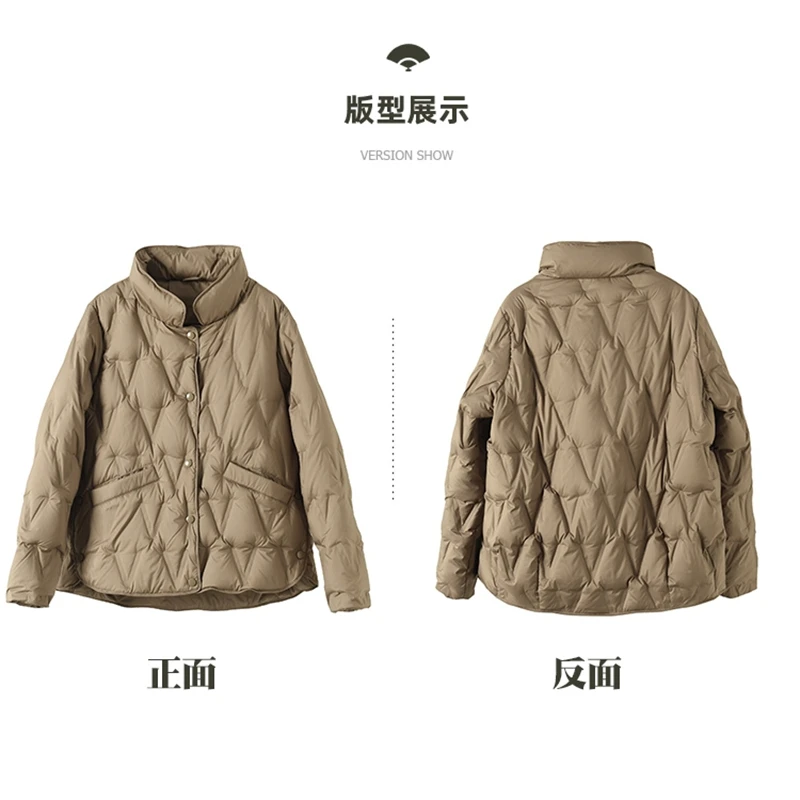 Women's Fashion Stand Collar Thick Warm Cotton Padded Jacket Pleated Light Down Cotton Padded Jacket Coat Single Breasted Female