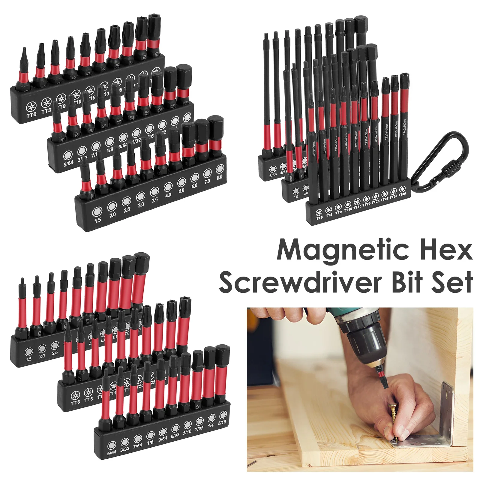 30Pcs Set 25/50/100mm Magnetic Hex Screwdriver Bit Solid Magnetic Head Bits Versatile Alloy Steel Square Bit for Home Repairing