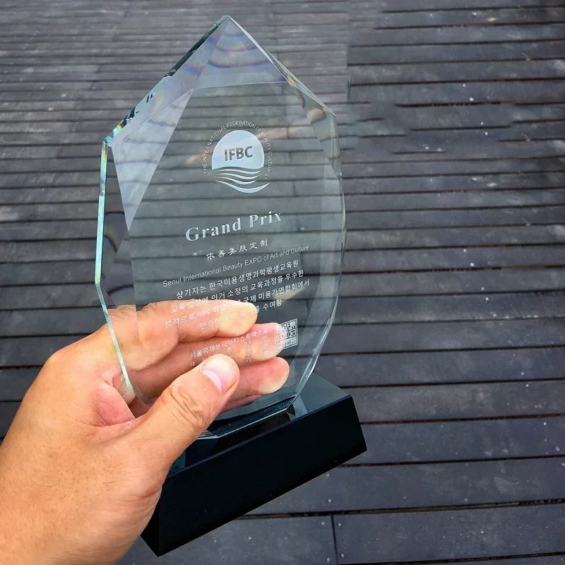 Personalised Glass Award Cup Corporate Custom Crystal Trophy Free LOGO Engraving Company Award Ceremony Prize Sport Winner Award - Image 3