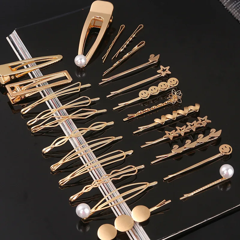 Gold Metal Hair Clips Pins For Girls Women Headwear Sweet Hairpins Barrettes Styling Hair Accessories Gift wholesale