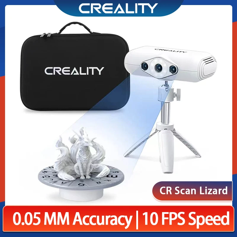 Creality-Scanner 3D CR-Scan Lézard 10FPS, Sans Marqueur, Balayage Rapide, Précision 0.05mm, Colorable, Déterminer les Modes, Noir, Incroyable