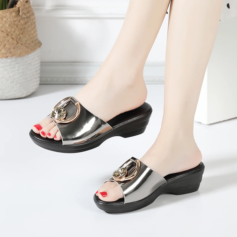 GKTINOO 2026 Summer Platform Flip Flops Fashion Beach Shoes Woman Anti-slip Genuine Leather Sandals Women Slippers Shoe