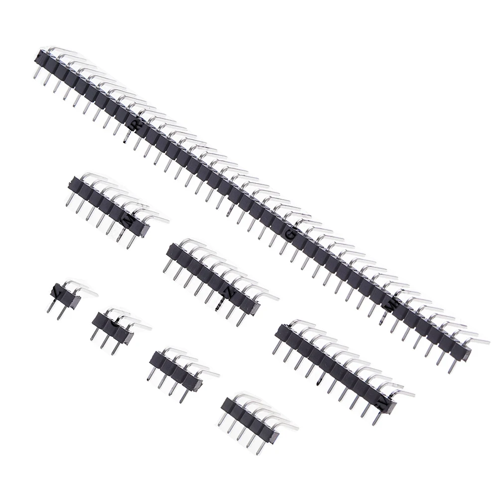 10PCS 3p/4p/6p/8p/20p/40p 40 PIN Single Row Right Angle MALE PIN HEADER 2.54MM PITCH Strip Connector Socket  1X/2/3/4/5/6/8/10