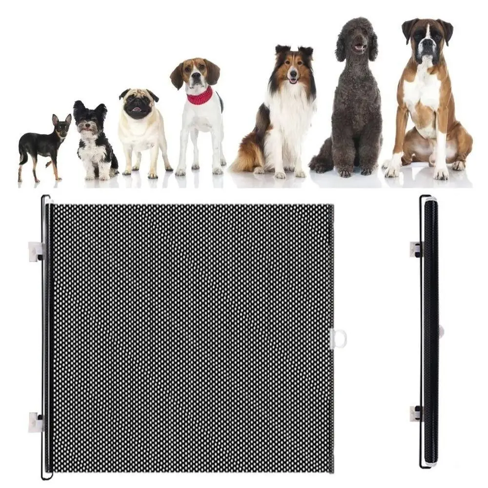 Retractable Pet Fence Barrier Folding Easy Installation Pet Safety Gate with Universal Hooks Pet Isolation Gate Dog Fences