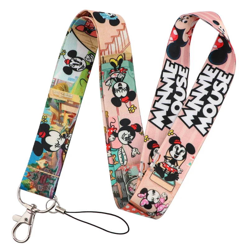 Disney Mickey Mouse Umhängeband Lanyards Schlüsselanhänger Ausweishalter Ausweis Pass Hängeseil Lariat Lanyard für Schlüsselanhänger Kinder Geschenk Spielzeug