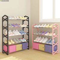Simple Shoes Racks Household Detachable PP Dustproof Storage Shelf for Space Saving Living Room Dormitory Balcony Shoe Cabinet