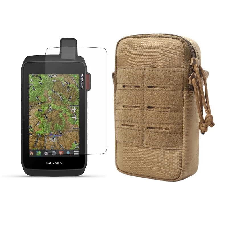 Military Tactical Pouch Case + Screen Protector Shield Film for Hiking GPS Montana 700 700i 750 750i Accessories