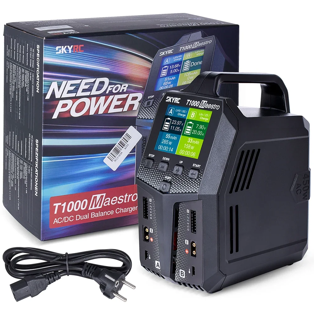 

SKYRC T1000 Maestro Charger SK-100182 Lipo Battery Balance Charger BD350 Discharger AC/DC 1-6S LiFe NiMH NiCd Battery Charger
