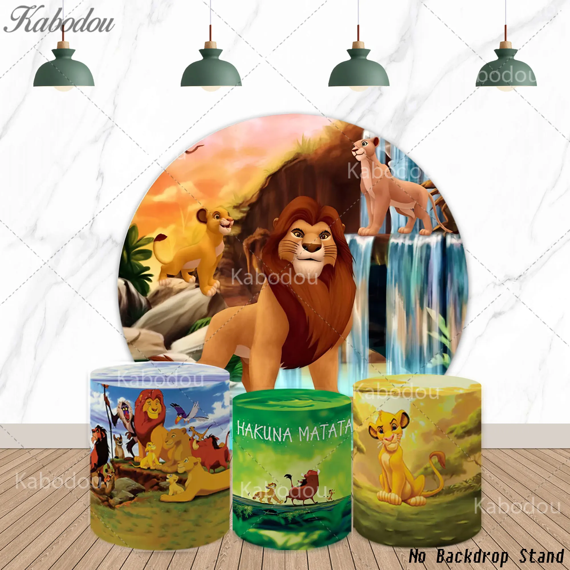 

The Lion King Round Background Outdoor Party Kid Boys Birthday Gifts Simba Decor Backdrop Cylinder Cover Baby Shower Banner Prop