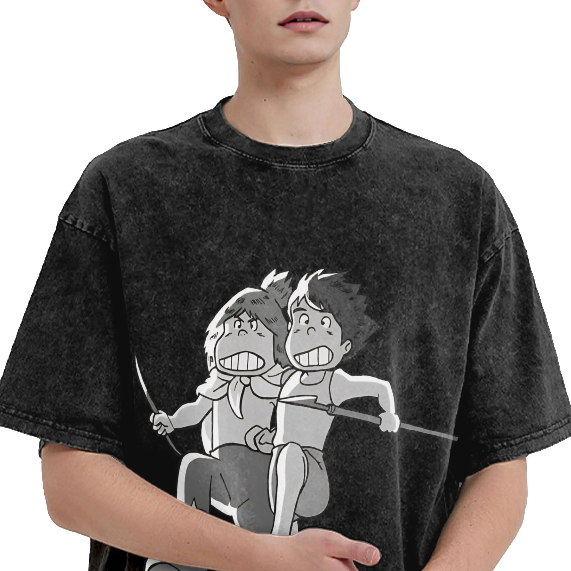 Mens T Shirt Conan The Future Boy Washed T-Shirts Hippie  Beach Tee Shirt Awesome Loose Cotton Clothes Gift