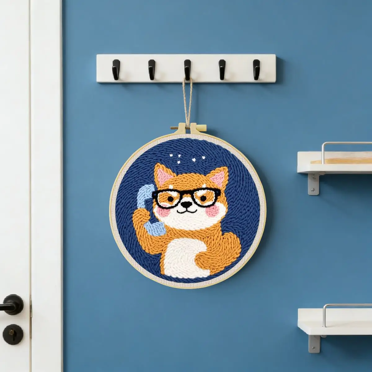 20X20CM/7,87 Zoll Hund Punch Needle Stickerei-Set Kit Stickerei Gestrickte Stickerei DIY Handgemachtes Geschenk Heimdekoration – Detail 2