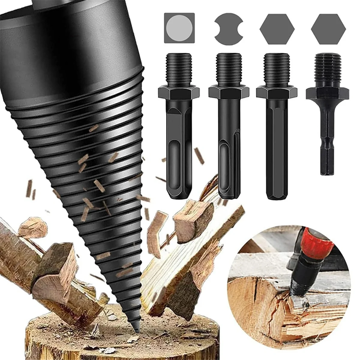 Split Drill Bit, Easysplit Drill Bit, Easy Split Drill Bit, Wood Log Drill Bit Steel Firewood Splitter (32/42mm)